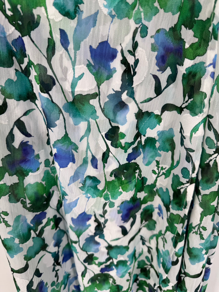 ABBEYGLASS Size XL Green & White Print Wrap Diane Dress w/ Slip NWT