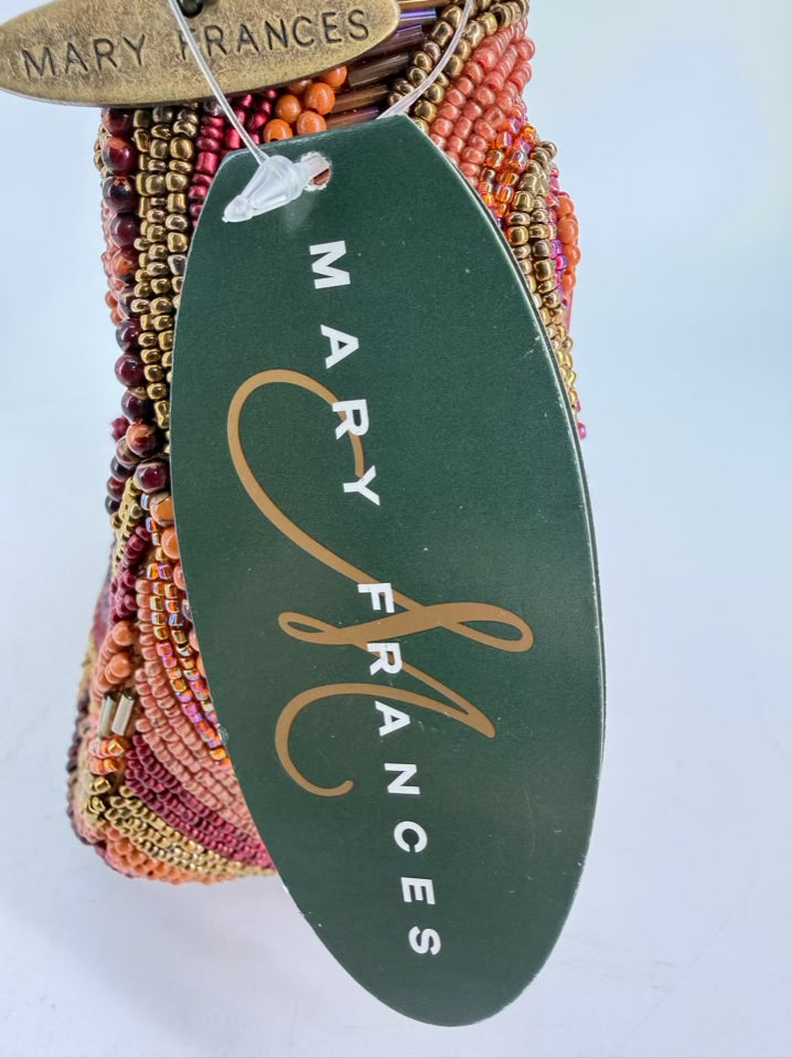 MARY FRANCES Orange Tandoori Spice Leather & Beaded Purse NWT