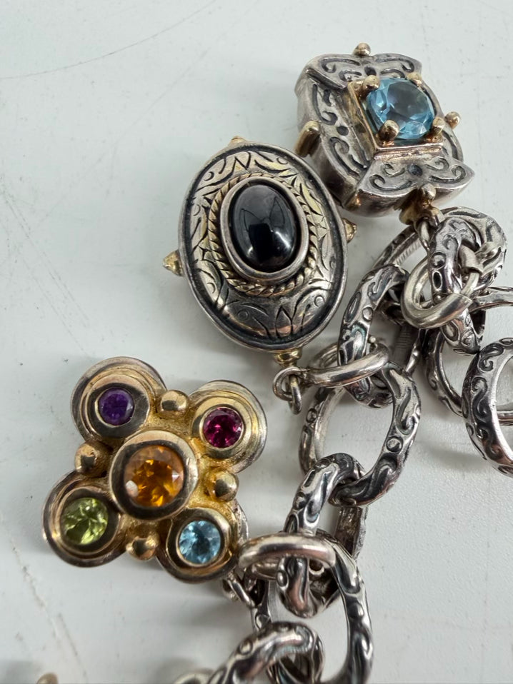 STERLING SILVER & Mixed Metal Cna Charm Bracelet