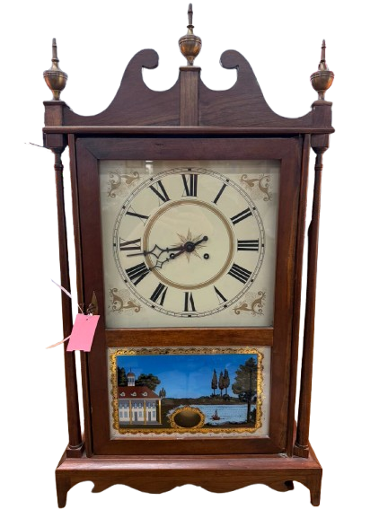 ELI TERRY REPRODUCTION Wood Pillar and Scroll Mantel Clock
