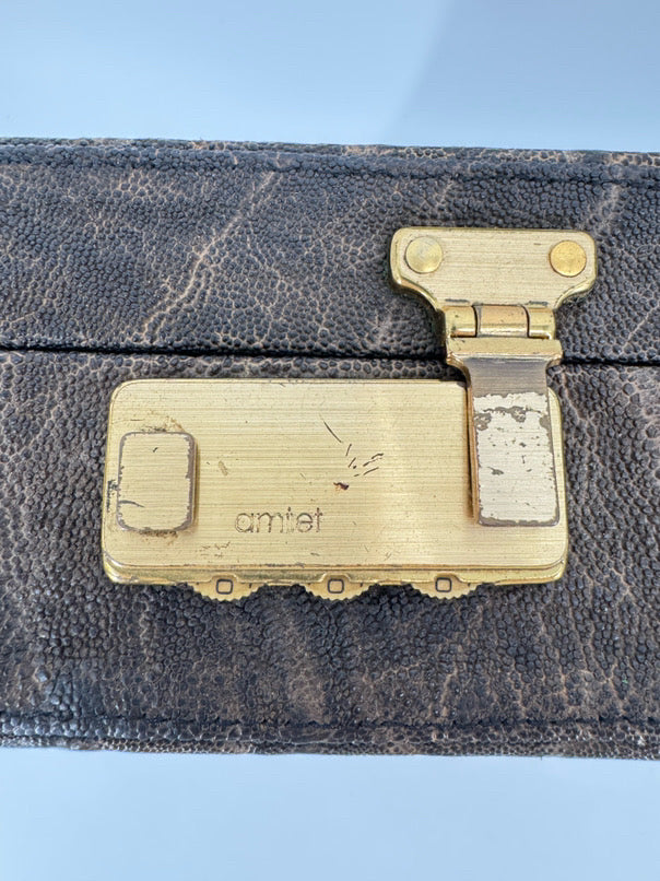 VINTAGE AMIET Embossed Elephant Leather Briefcase