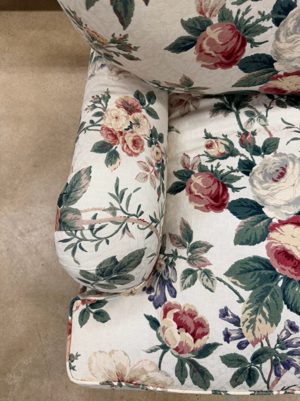 VINTAGE Cream, Pink, Green & Blue 3 Cushion Sofa