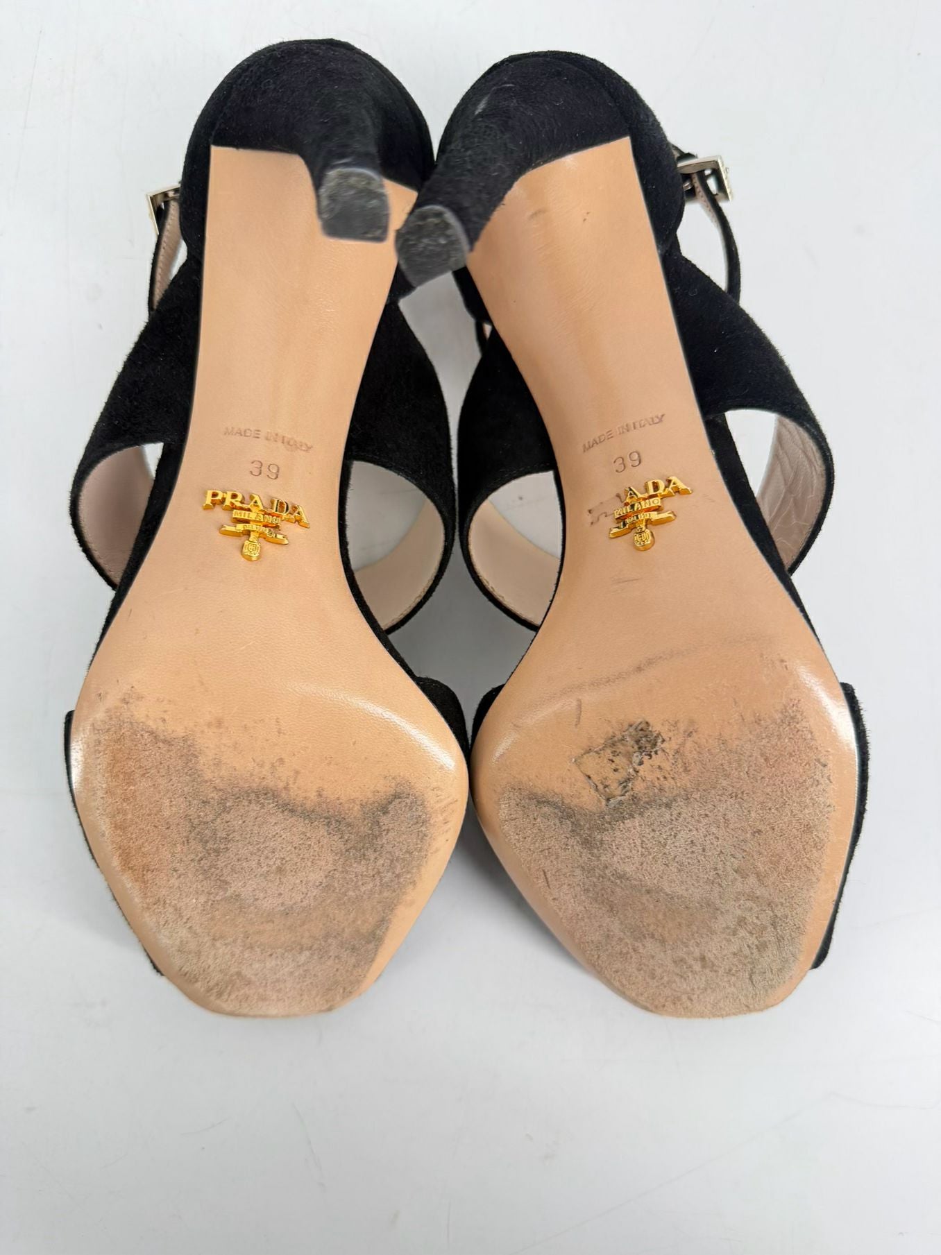 PRADA Size 39 Black Suede Heels