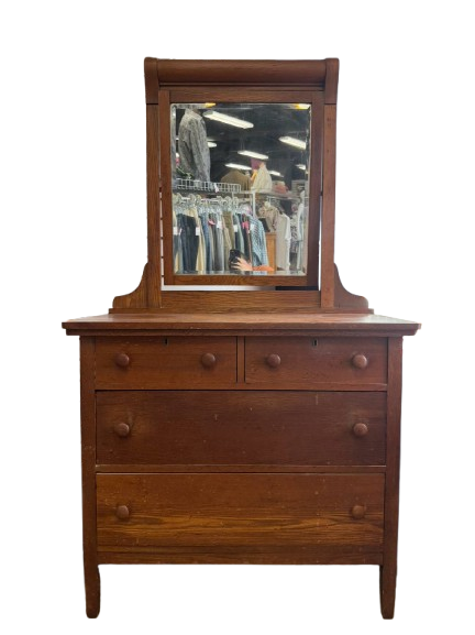 VINTAGE Light Oak Dresser w/ Mirror