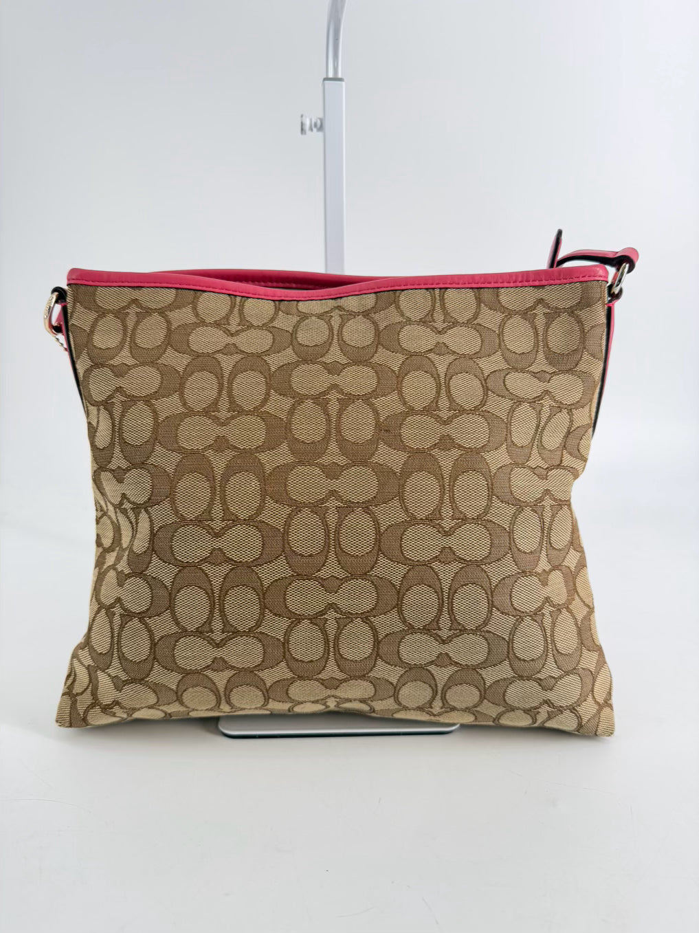 COACH Outline Signature File Brown & Pink Monogram Bag