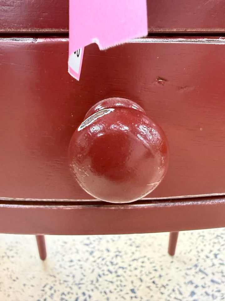 Red Wood End Table w/ Drawer