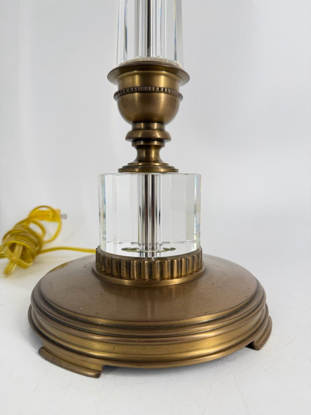 DECORATIVE CRAFTS Crystal & Brass Lamp w/ Black Shade