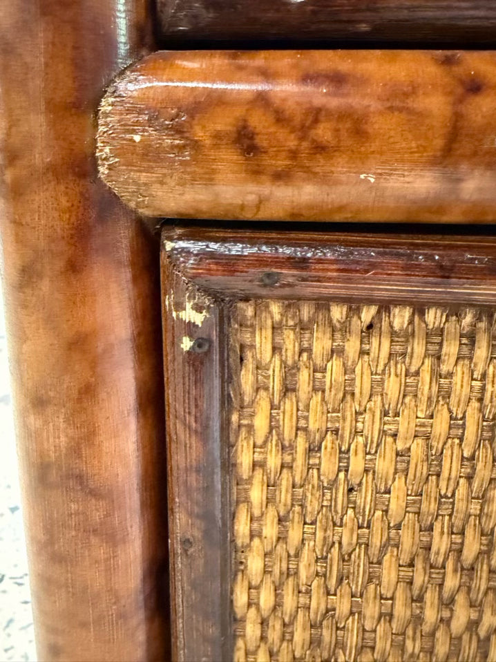 Wood & Woven Bamboo Look 3 Drawer Chest