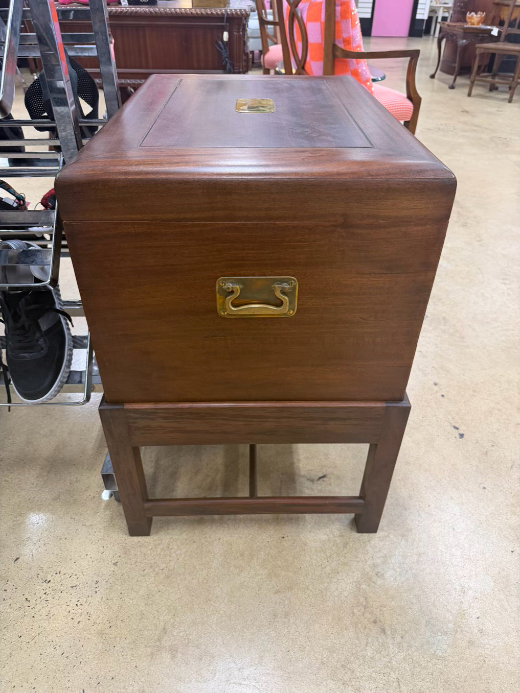 Wood Campaign Silver Chest w/ 3 Drawers