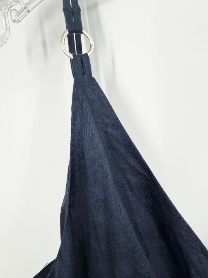 REISS Size Wmn's 14 Navy Linen Tie Front Sleeveless Midi-Dress NWT