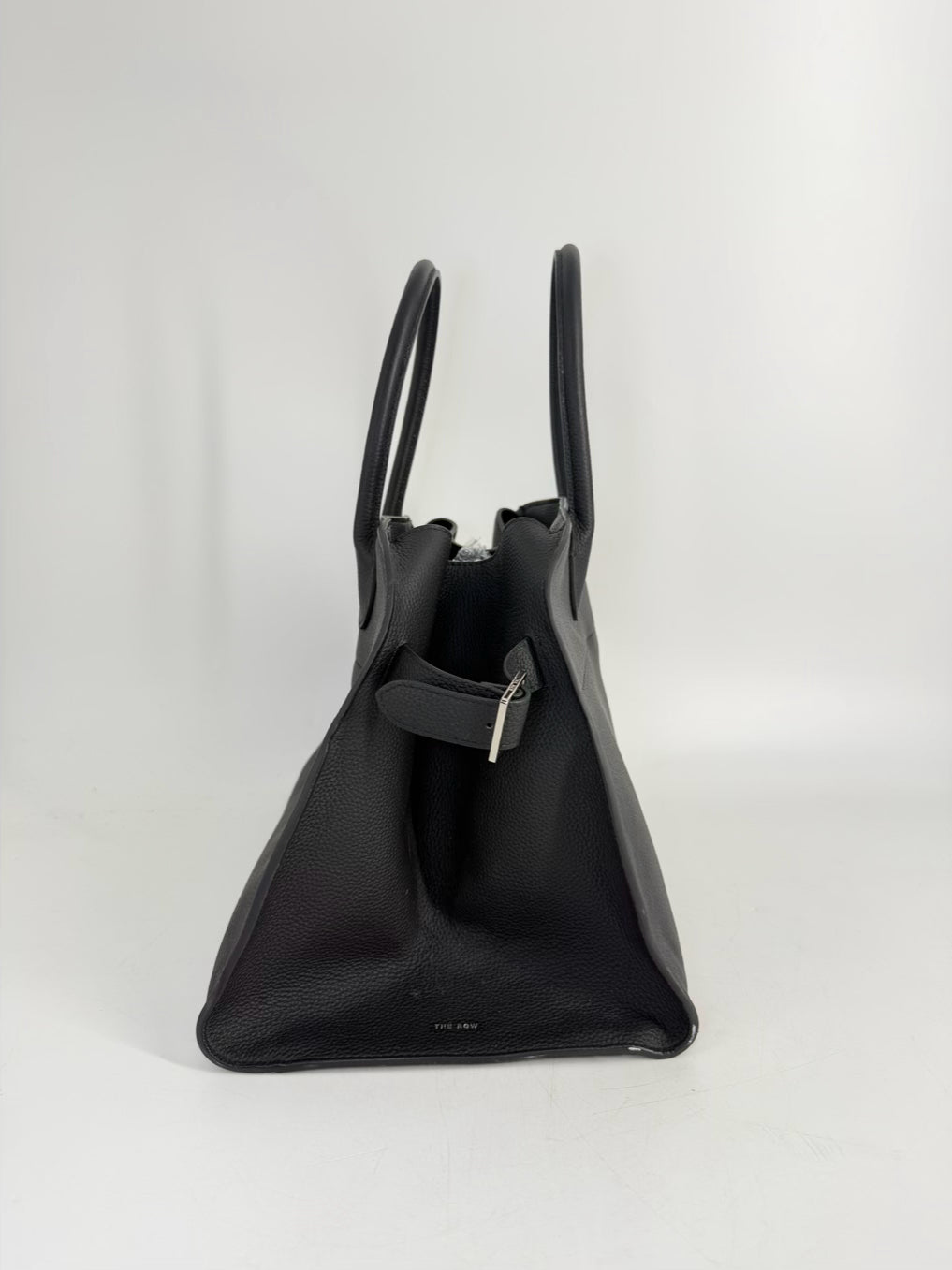 THE ROW Margaux 15 Bag Black Pebbled Leather w/ Silver Hardware