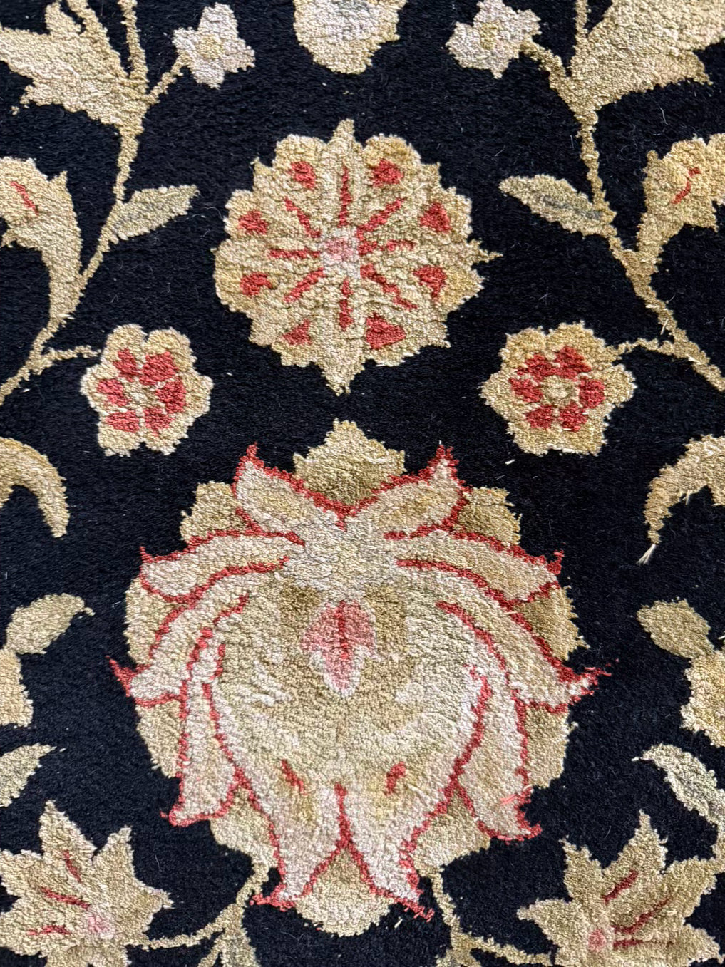 Black, Rust & Cream Floral Area Rug
