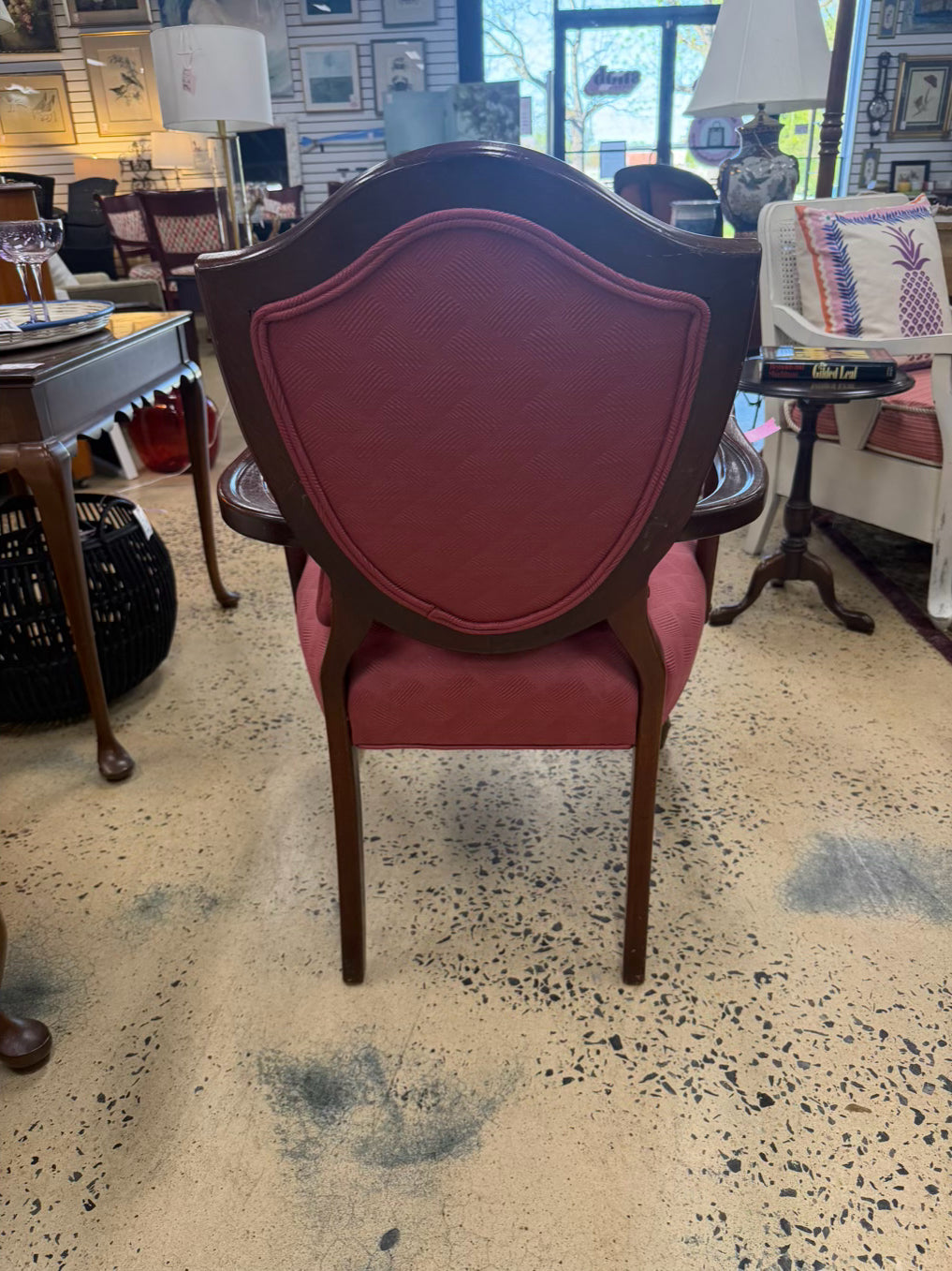 VINTAGE Wood Louis XVI Chair w/ Pink Fabric & 2 Pillows