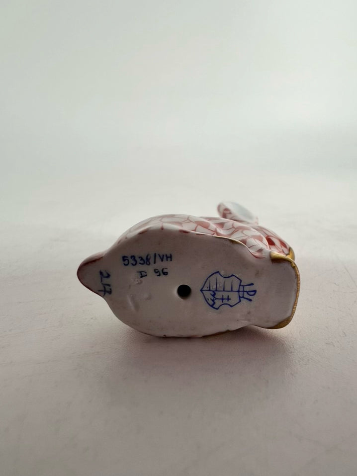 HEREND Pink & White Bunny Figurine