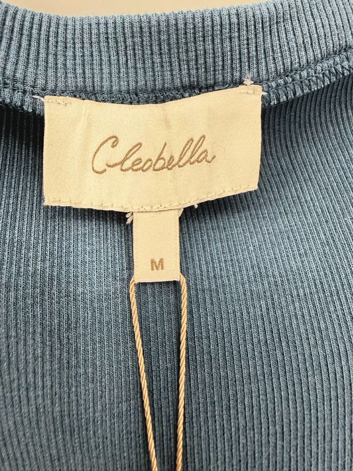 CLEOBELLA Wmn's Size M Blue Square Neck Long Sleeve Top NWT