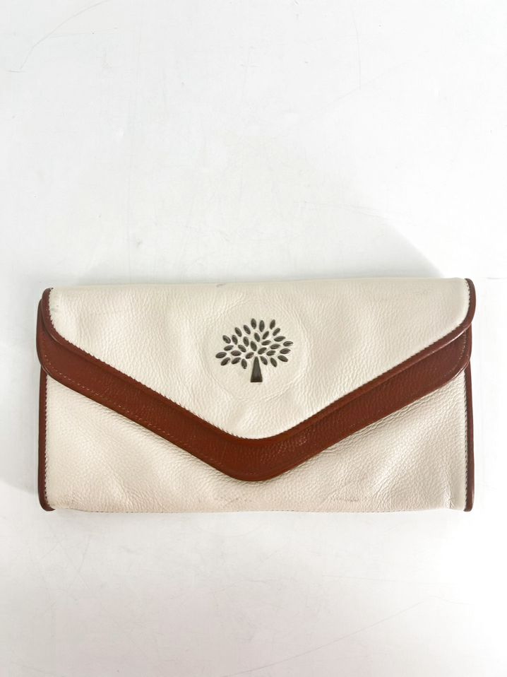 MULBERRY Cream & Brown Leather Clutch Bag
