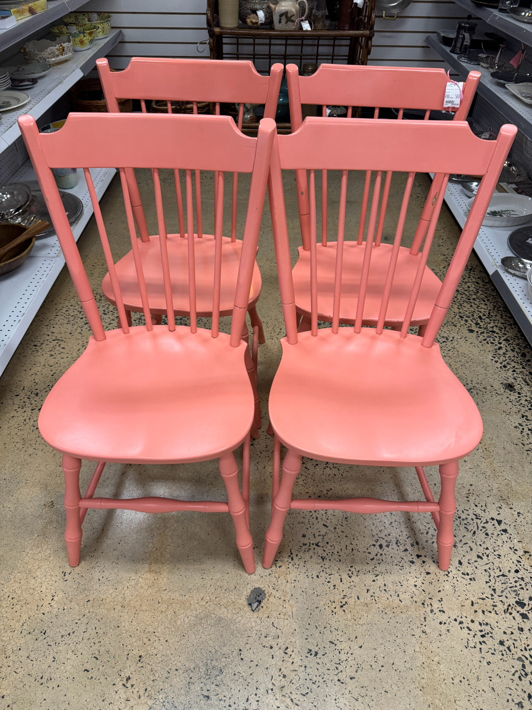 Pink Bamboo Look Set of 4 Chairs