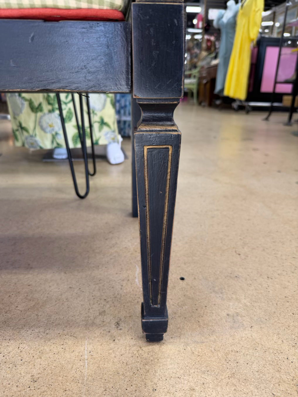 Black Wood Cane Bench