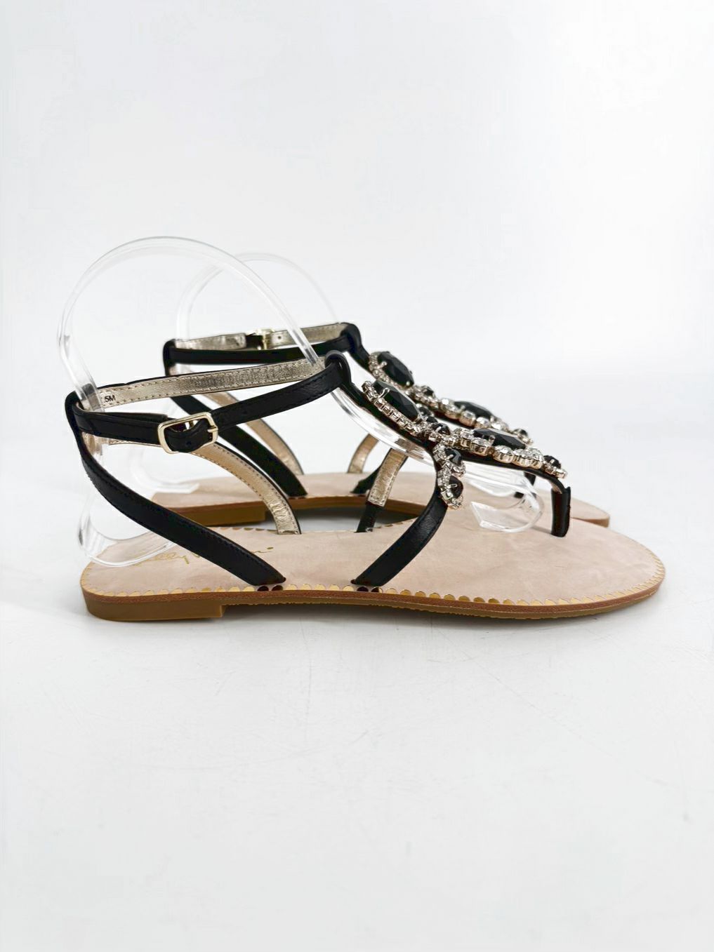 LILLY PULITZER Size 7.5 Black & Silver Gemstones Sandals NWOT