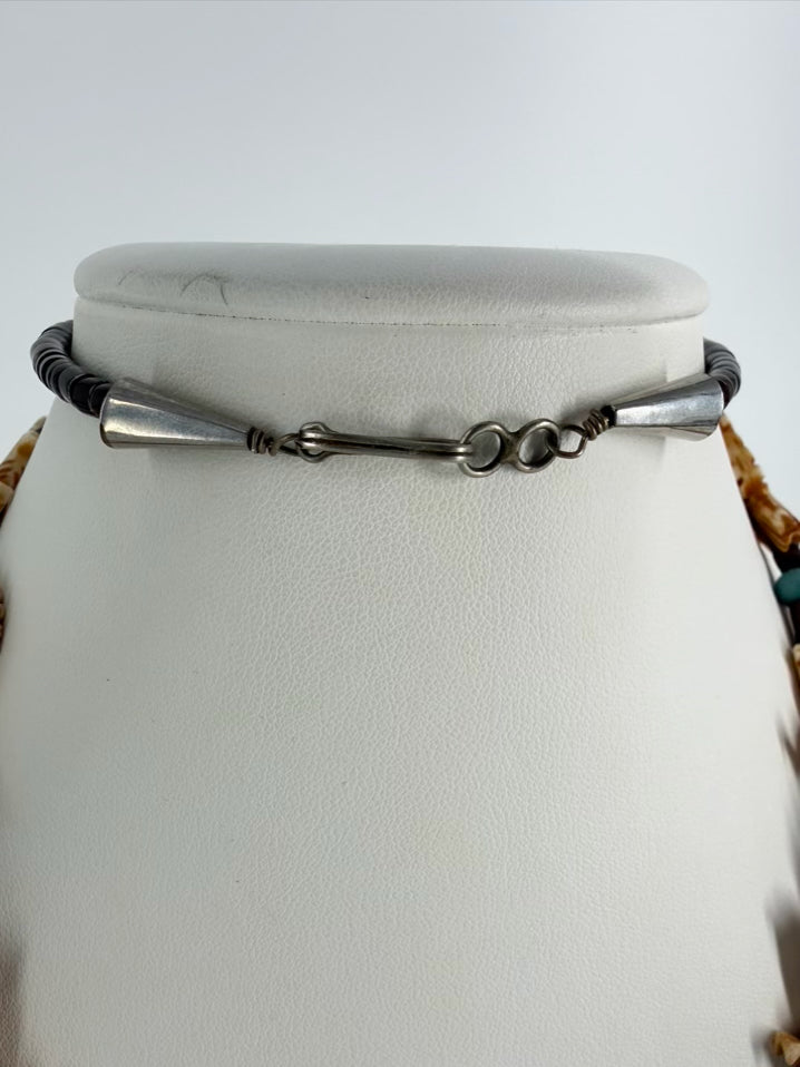 NATIVE AMERICAN White Bone & Turquoise Eagle Necklace