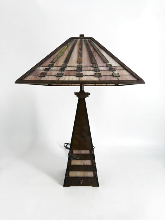 Tiffany Style Brown, Purple & Green Lamp