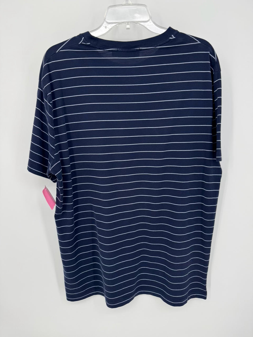 RALPH LAUREN PURPLE LABEL Size XL Blue & White Stripe Short Sleeve Shirt