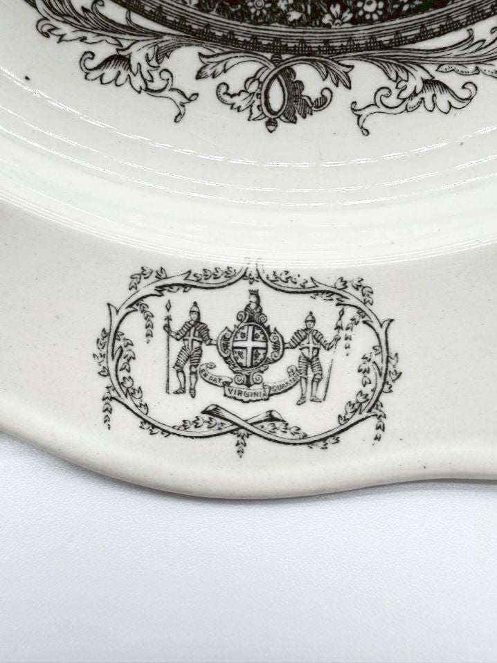 WILLIAMSBURG White & Black Transferware Set Of 8 Dinnerware Plates