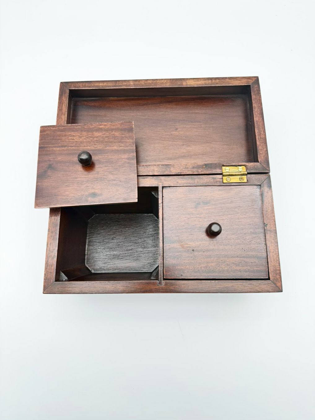 PLANTATION MAHOGANY Brown Wood Tea Caddy Box