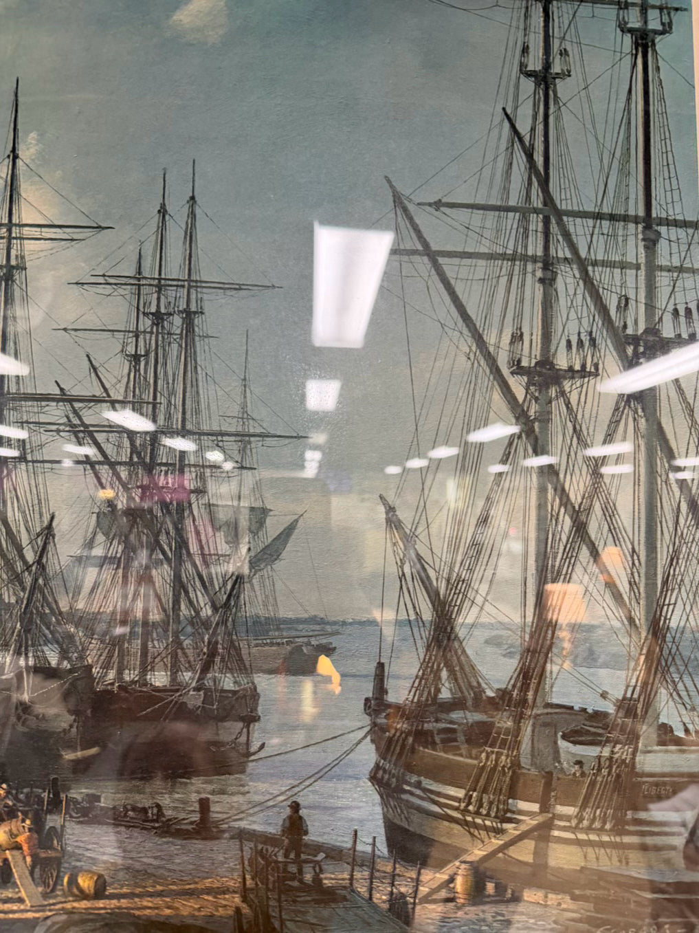 JOHN STOBART River Street By Moonlight Print In Wood Frame