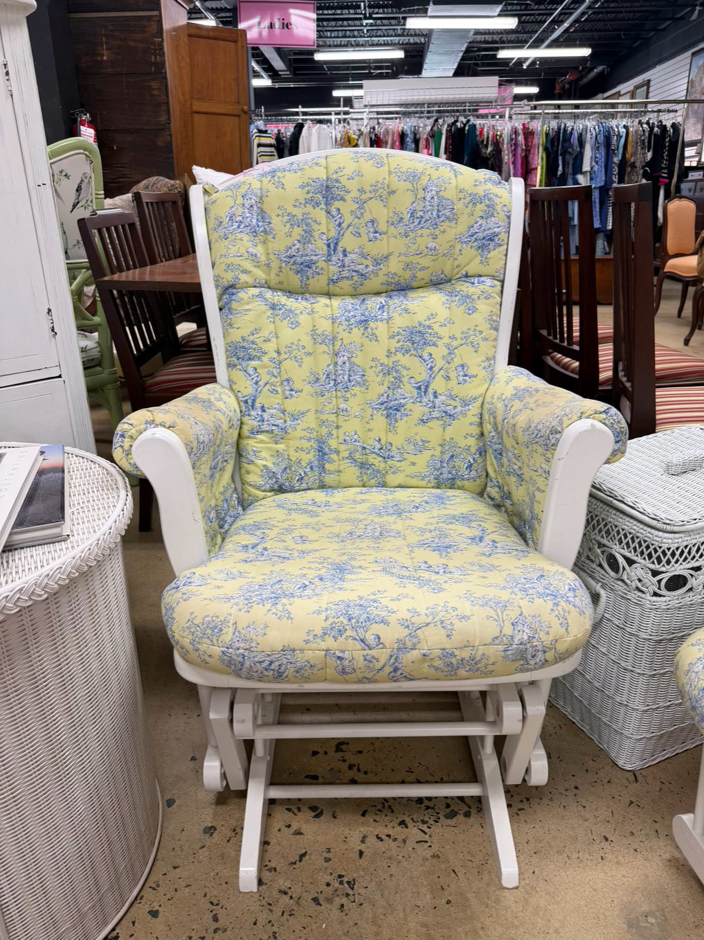 DUTAILIER White Glider Rocker Chair