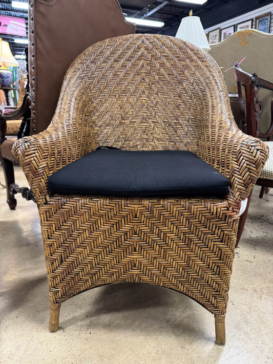 PIERCE MARTIN Brown Cane w/ Black Cushion Side Chair