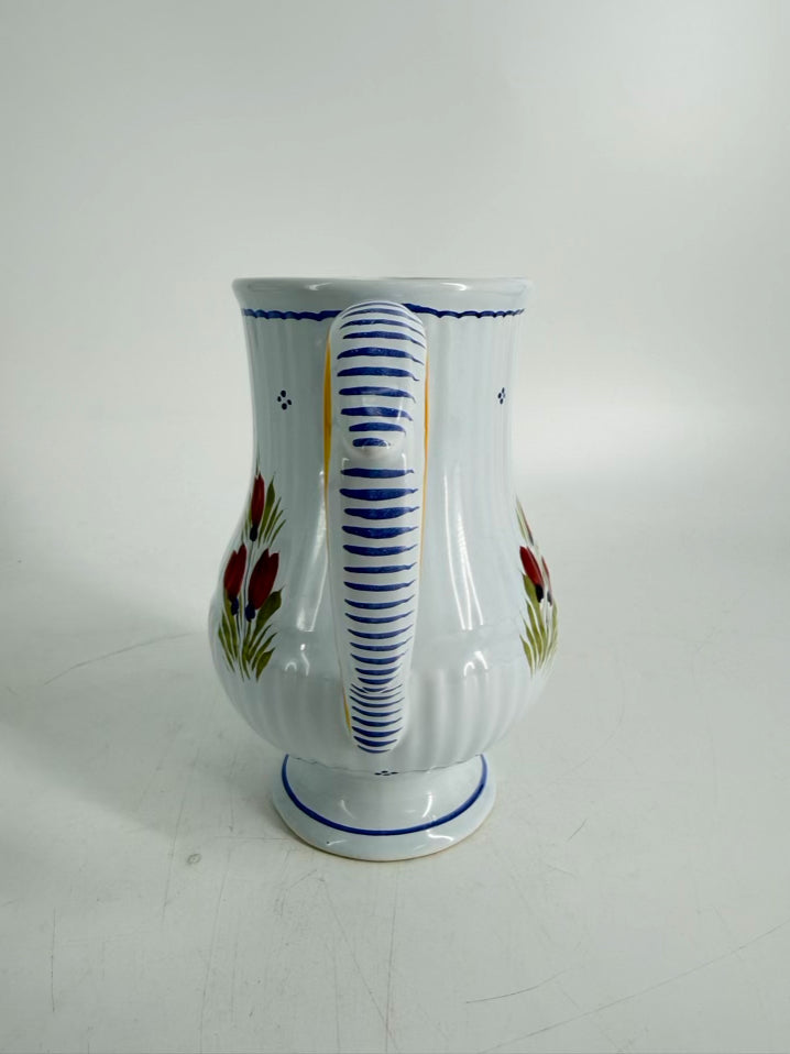 QUIMPER Mistral Blue White, Blue & Yellow Ceramic Pitcher