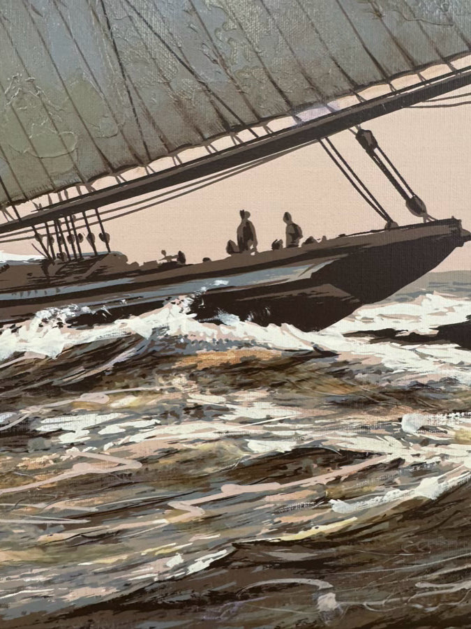 LETTERMAN Large Sailboat Painting in Wood Frame