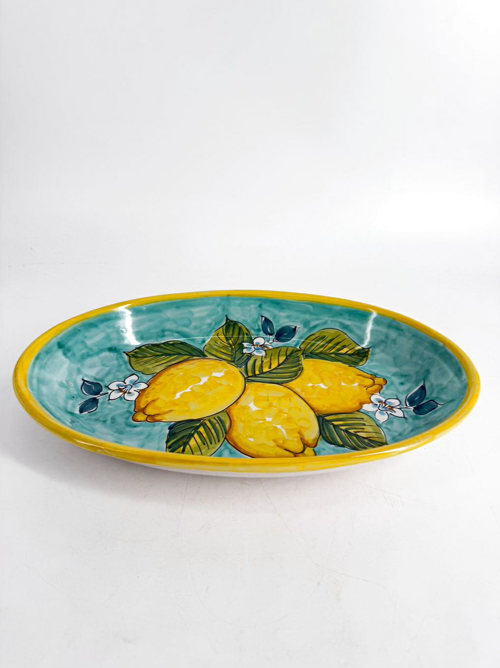 VIETRI Italy Hand Painted Lemons Ceramic Oval Serving Platter