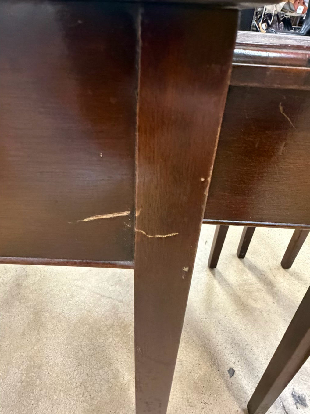 Dark Wood & Leather Nesting Tables Set of 3