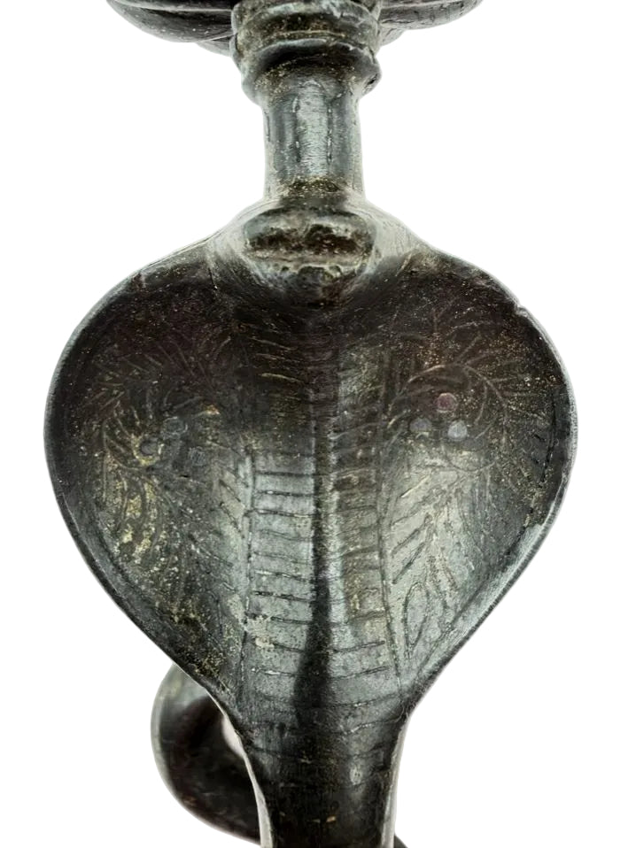VINTAGE Gray Metal Cobra Candleholder