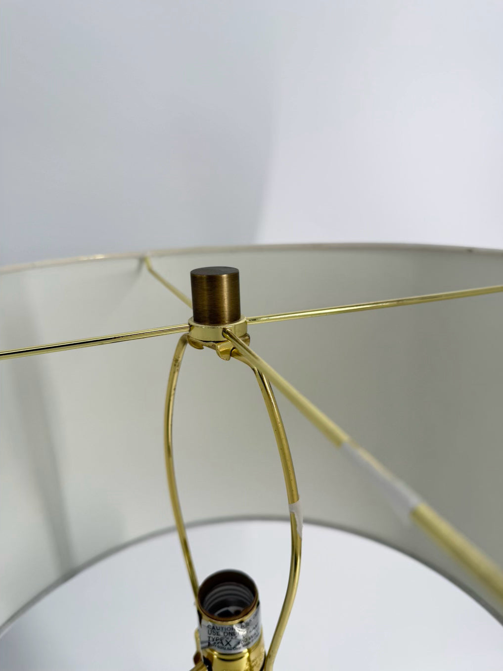 Black & Gold Marble & Brass Lamp w/ White Shade