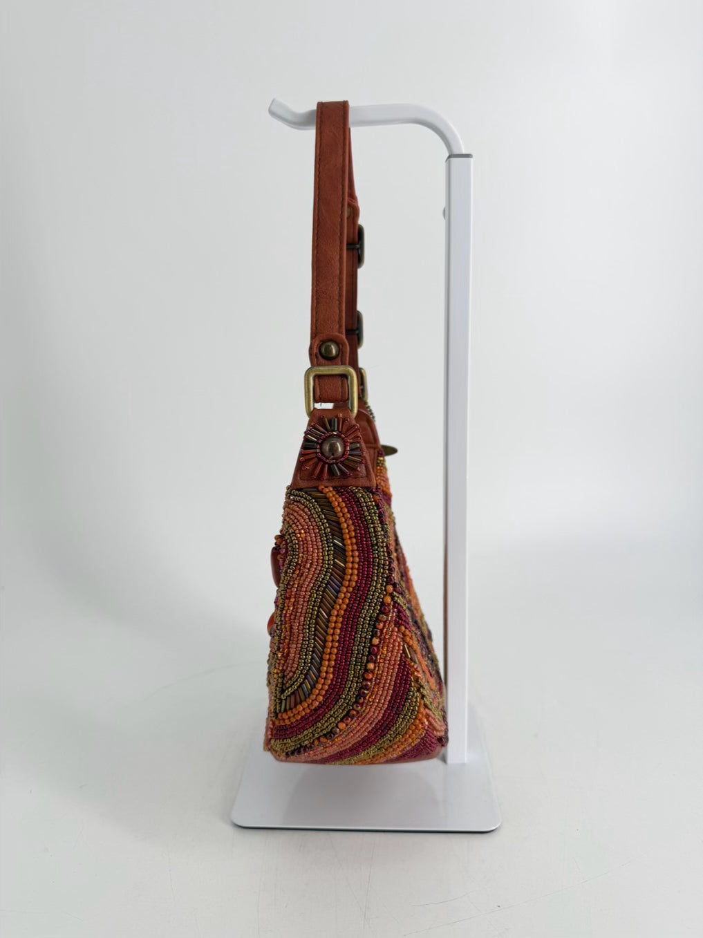 MARY FRANCES Orange Tandoori Spice Leather & Beaded Purse NWT