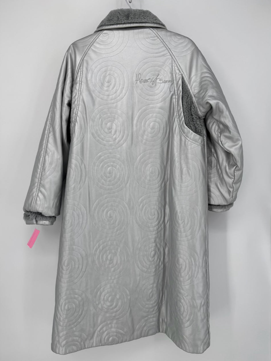 HOUSE OF SUNNY Size 6 Silver Swirl Fleece-Lined Coat
