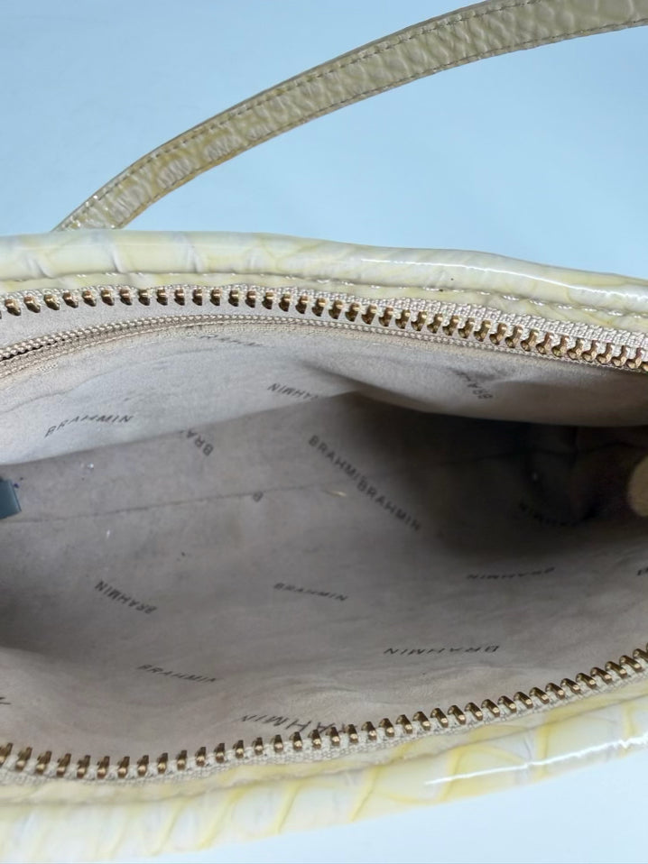 BRAHMIN Cream Leather Embossed Purse