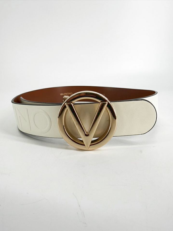 VALENTINO By MARIO VALENTINO sm Cream & Brown Leather Belt