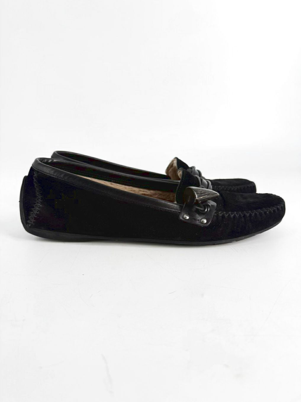 SALVATORE FERRAGAMO Size 9.5 Black Leather Flats