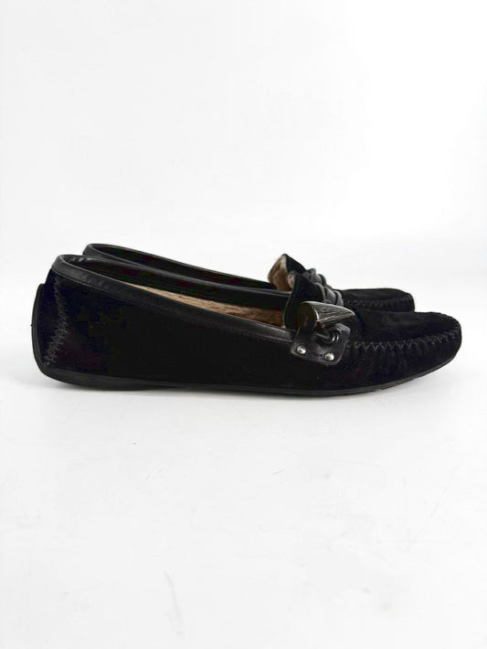 SALVATORE FERRAGAMO Size 9.5 Black Leather Flats