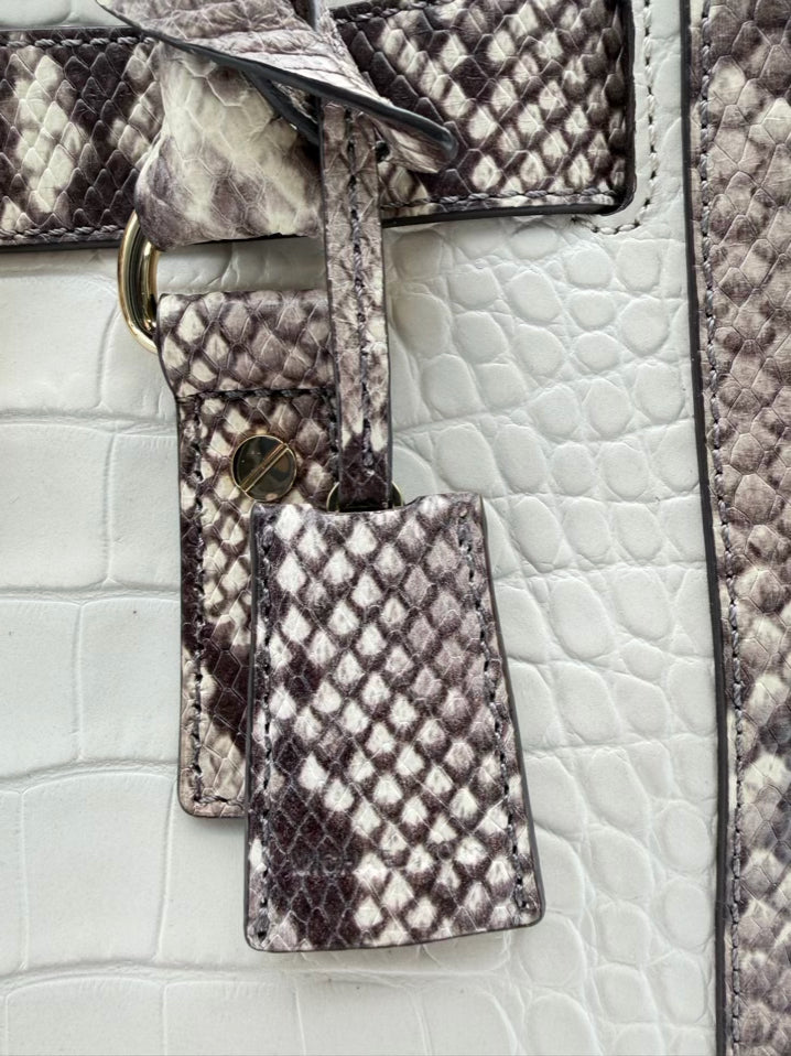 MICHAEL MICHAEL KORS Hamilton Taupe & White Animal Print Purse