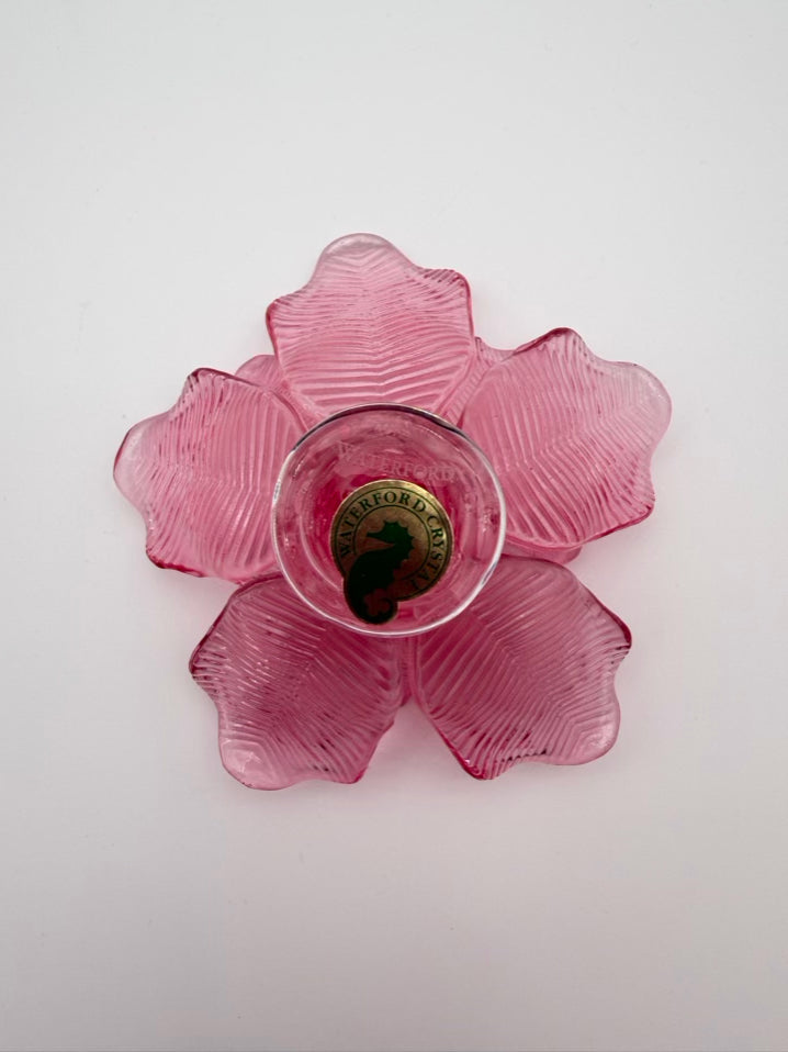 WATERFORD Pink Crystal Flower Paperweight