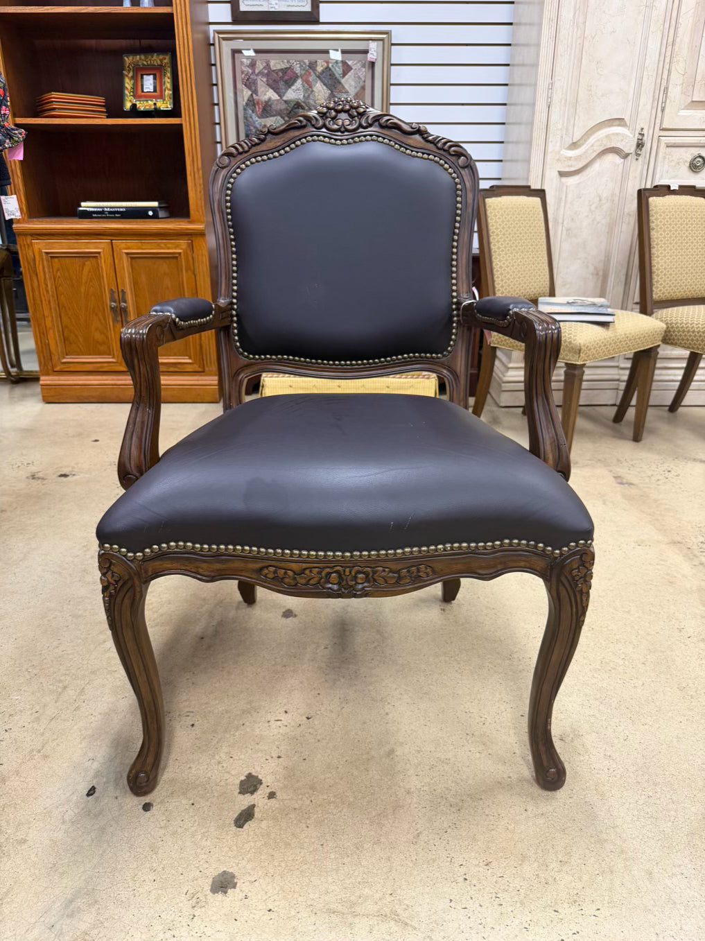 Black Faux Leather Nail Head Chair
