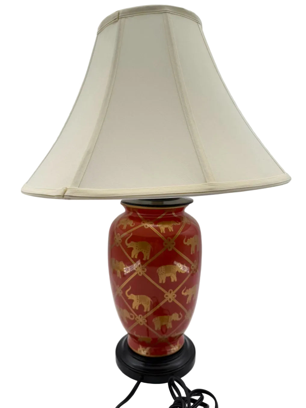 Rust & Gold Ceramic Elephant Lamp w/ Shade