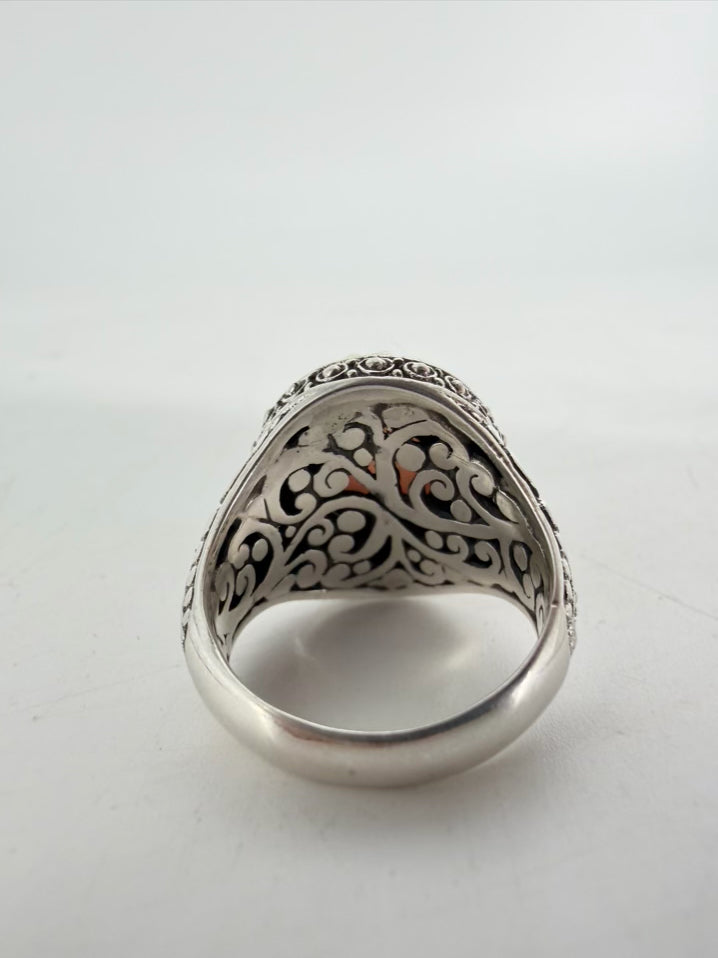 ROBERT MANSE STERLING SILVER Pink Stone Look Round Ring