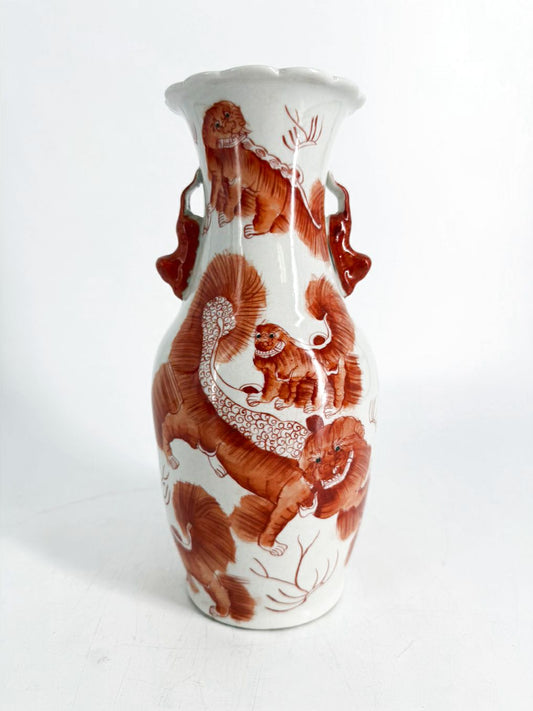 VINTAGE Rust & White Porcelain Vase