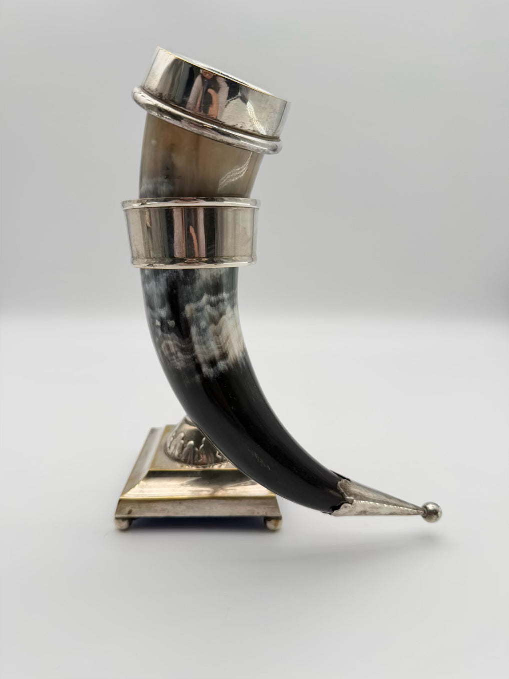 Silver Plate Pair Of Horn Cornucopia Vases